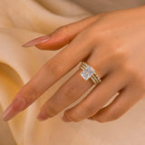 Elegant Radiant Cut 4.0ct Sterling Silver 3PC Ring Set