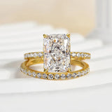 925 Sterling Silver Radiant Cut Wedding Ring Set