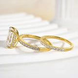 925 Sterling Silver Radiant Cut Wedding Ring Set