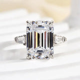 Elegant Emerald Cut 7.5ct Sterling Silver Engagement Ring