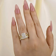 Elongated Radiant Cut 925 Silver Wedding Ring Set