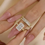 Elongated Radiant Cut 925 Silver Wedding Ring Set