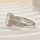 Breathtaking Emerald Cut 2.5ct Split Shank Engagement Ring In Sterling Silver