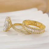 Elongated Radiant Cut 925 Silver Wedding Ring Set