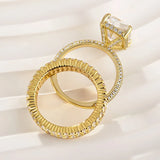 Elongated Radiant Cut 925 Silver Wedding Ring Set