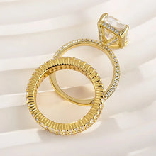 Elongated Radiant Cut 925 Silver Wedding Ring Set