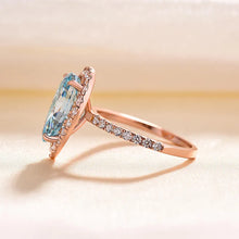 Vibrant Pear Cut 2.5ct Aquamarine Blue Halo Design Engagement Ring In Sterling Silver
