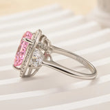 Radiant Three Stone Pear Cut 4.0ct Engagement Ring In Sterling Silver