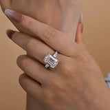 Elegant Emerald Cut 7.5ct Sterling Silver Engagement Ring