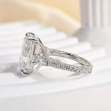 Elegant Emerald Cut 7.5ct Sterling Silver Engagement Ring