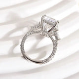 Elegant Emerald Cut 7.5ct Sterling Silver Engagement Ring