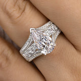 Deluxe Pear Cut 3.0ct Pave Engagement Ring In Sterling Silver