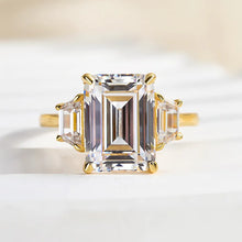 Lavish Emerald Cut 4.0ct Three Stone Engagement Ring In Sterling Silver