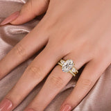 Opulent Oval Cut 4.0ct 3PC Ring 925 Sterling Silver Wedding Ring Set