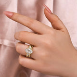 Opulent Oval Cut 4.0ct 3PC Ring 925 Sterling Silver Wedding Ring Set