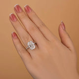 Deluxe Cushion Cut 9.0ct Pave Engagement Ring In Sterling Silver