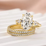 Opulent Oval Cut 4.0ct 3PC Ring 925 Sterling Silver Wedding Ring Set