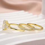 Opulent Oval Cut 4.0ct 3PC Ring 925 Sterling Silver Wedding Ring Set