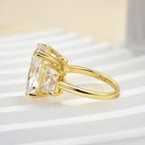 Glazed Radiant Cut 8.0ct Three Stone Engagement Ring In Sterling Silver