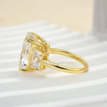Glazed Radiant Cut 8.0ct Three Stone Engagement Ring In Sterling Silver
