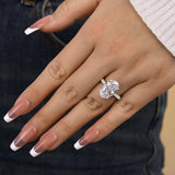 Intricate Pave Oval Cut 4.0ct Engagement Ring In Sterling Silver
