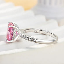 Chic Cushion Cut 3.0ct Pink Stone Hidden Halo Engagement Ring In Sterling Silver