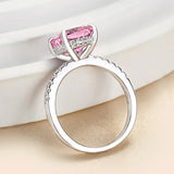 Chic Cushion Cut 3.0ct Pink Stone Hidden Halo Engagement Ring In Sterling Silver