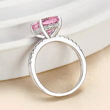 Chic Cushion Cut 3.0ct Pink Stone Hidden Halo Engagement Ring In Sterling Silver