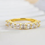 Yellow Gold and White Gold Plated Asscher Cut Sterling Silver Wedding Ring