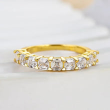 Yellow Gold and White Gold Plated Asscher Cut Sterling Silver Wedding Ring