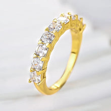 Yellow Gold and White Gold Plated Asscher Cut Sterling Silver Wedding Ring