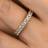 Yellow Gold and White Gold Plated Asscher Cut Sterling Silver Wedding Ring