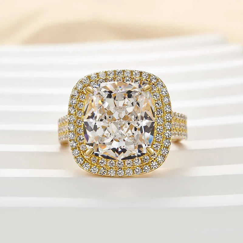 Vintage Cushion Cut Sterling Silver Engagement Ring