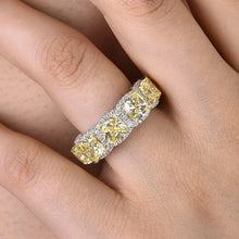 Tantalizing 925 Sterling Silver Cushion Cut Yellow Stone Wedding Ring