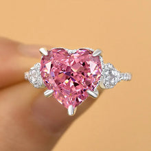 Charming Heart Cut Pink Stone Sterling Silver Engagement Ring