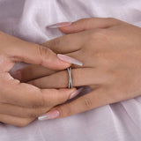 925 Sterling Silver Cross Wedding Band with Round Cut