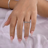 925 Sterling Silver Cross Wedding Band with Round Cut