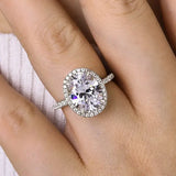 Oval Cut White Stone White Gold Halo Ring