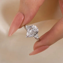 Stunning Pear Cut 3.0ct Side Stone Engagement Ring In Sterling Silver