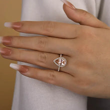 Brillian Halo 3.0ct Pear Cut Synthetic Morganite Engagement Ring
