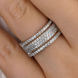 925 Sterling Silver Round Cut Multi Layer Wedding Band