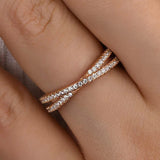 925 Sterling Silver Cross Wedding Band with Round Cut
