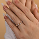 925 Sterling Silver Cross Wedding Band with Round Cut