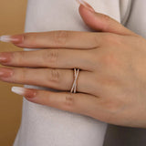 925 Sterling Silver Cross Wedding Band with Round Cut