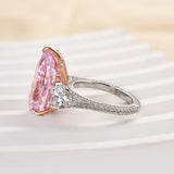 Elegant Pink Stone Pear Cut Sterling Silver Three Stone Engagement Ring
