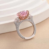 Elegant Pink Stone Pear Cut Sterling Silver Three Stone Engagement Ring
