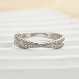 925 Sterling Silver Cross Wedding Band with Round Cut