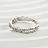 925 Sterling Silver Cross Wedding Band with Round Cut
