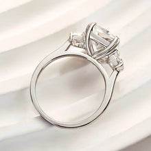 Lavish Radiant Cut 5.0ct Three Stone Engagement Ring In Sterling Silver