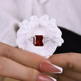 Refined Ruby 5.0ct Radiant Cut Three Stone Engagement Ring